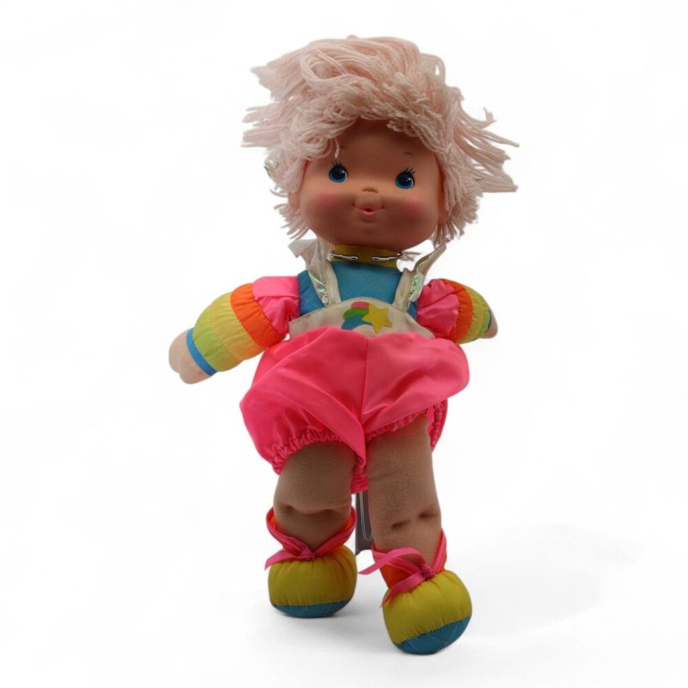 Colorful Plush Doll with Pink Outfit